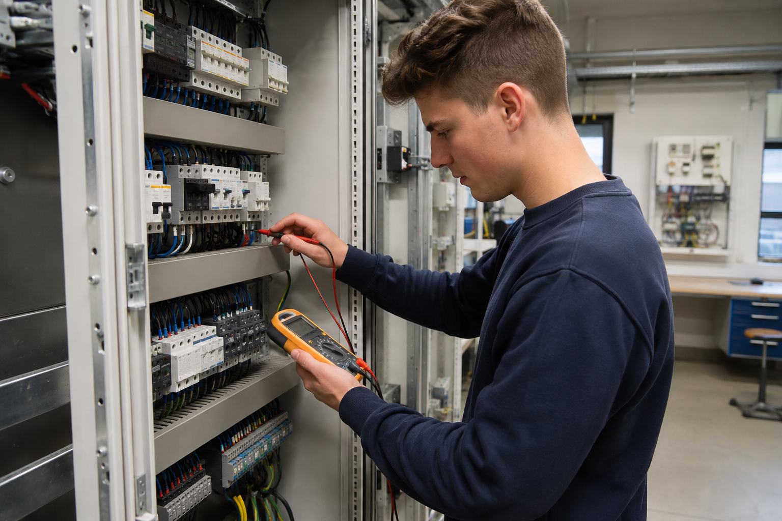 Leerling elektrotechniek in opleiding